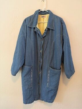 Vintage 90s Oversized French 3Suisses Denim Coat Jacket EU 42/44